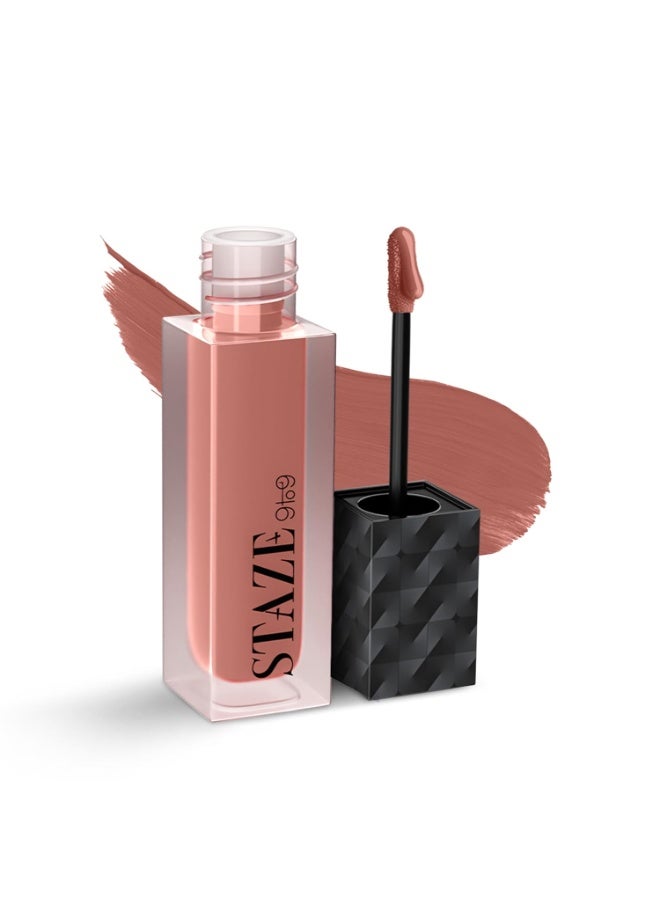 Staze 9to9 Lips Don't Lie Liquid Lipstick | Matte + Transfer-proof | 12hrs long stay with Intense Color Payoff | Lightweight & Comfortable | 12 Nude Spice | 4 ml - Image 1